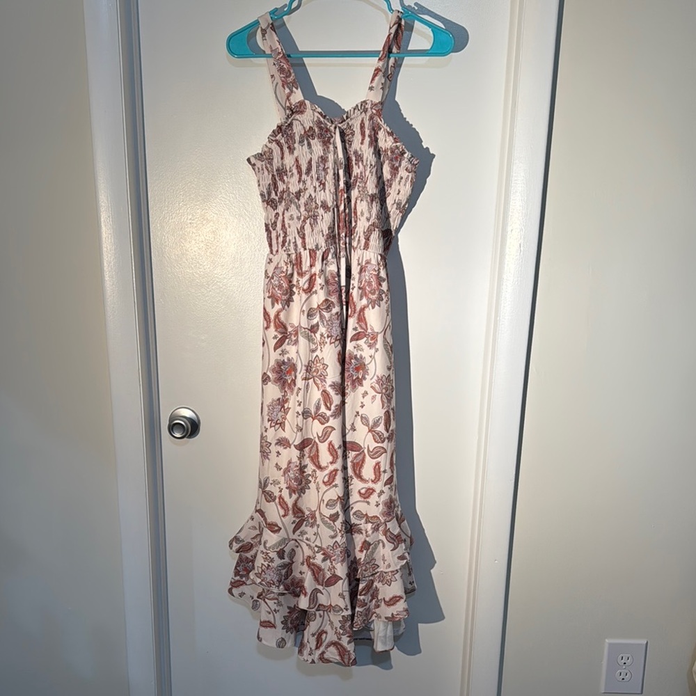 Floral Ruffle Hem Dress - Pink and White